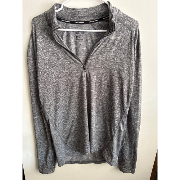 Nike Dri-FIT Running 1/4 Zip Pullover Top Long Sleeve Gray Athletic Small S - Picture 1 of 6